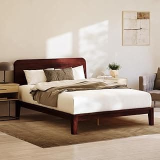 Nectar Bamboo Platform Bed Frame & Headboard - Walnut - King - Floating Center Support Legs - 12” Height - Easy Tool Free Set Up - Contemporary - S...