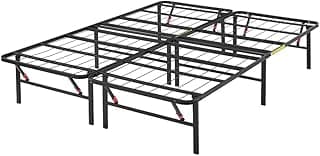 Amazon Basics Bed Frame with Ample Underbed Storage, Foldable Metal Platform, Sturdy Steel, No Box Spring Needed, 14 inches High, Noise-Free Suppor...