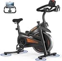 CURSOR FITNESS Exercise Bike, Quiet Belt Drive Stationary Bike for Home with 0-100 Resistance & App, 300 LB High Carbon Steel Training Bike, Indoor...