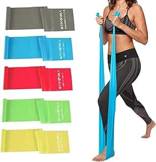 5 Pcs Professional Resistance Bands. Latex-Free, Pilates Band, Work Out Bands, Stretch Bands for Working Out Women or Men, Exercise Bands Set for P...