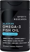 Sports Research® Omega-3 Fish Oil 1250 - Triple Strength Fish Oil Supplement from Wild Alaska Pollock - MSC Certified Sustainable · Non-GMO · Soy F...