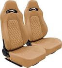 2 Pack Racing Seats, PVC Leather Universal Bucket Seats Pair with Dual Lock Sliders for Front-Back Adjustment - Automotive Racing Seats Pair for Cars, Tan/Beige/Khaki