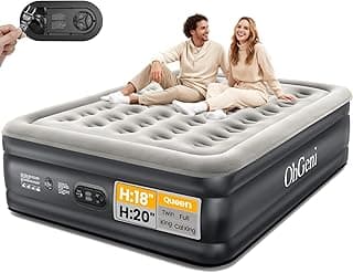 OhGeni Queen Air Mattress with Built in Pump, Ideal Alternative to a Bed, Inflatable Blow Up Mattress 18 Raised Comfort, Upgraded Surface Portable ...