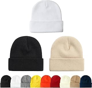3 Packs Unisex Beanie Hats for Men Women Winter Knit Beanies