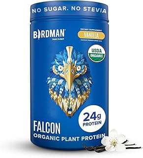 BIRDMAN Falcon Organic Vegan Protein Powder Vanilla, 24g Protein, Sugar Free, Probiotics, Low Carb, Keto Friendly, Dairy Free, Lactose Free, Non Wh...