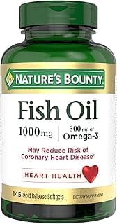 Nature’s Bounty Fish Oil, Supports Heart Health, 1000mg, Rapid Release Softgels, 145 Ct