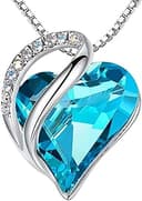 Gift Necklaces for Women, Infinity Love Birthstone Heart Crystal Pendant, Birthday Anniversary Jewelry for Wife, Mom, and Her, Silver Plated, 18" + 2" Adjustable Chain