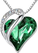 Gift Necklaces for Women, Infinity Love Birthstone Heart Crystal Pendant, Birthday Anniversary Jewelry for Wife, Mom, and Her, Silver Plated, 18" + 2" Adjustable Chain