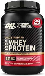 Optimum Nutrition Gold Standard 100% Whey Protein Powder, Delicious Strawberry, 2 Pound (Packaging May Vary)