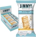 JiMMYBAR! - Golden Vanilla Cookies 'N Cream - 18g Protein Bars - Low 4g Sugar - 12 Count - Real Peanut Butter Base with Hand-Drizzled Chocolate 58g...