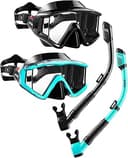 Aegend Snorkeling Gear for Adults Youth Kids, Snorkel Mask with Top Dry Valve - Panoramic View Anti-Leak and Anti-Fog with Mesh Bag for Snorkeling,...