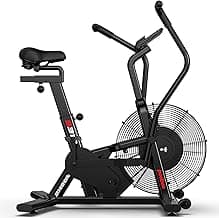pooboo Exercise Bike, Stationary Bike for Home Gym, Air Resistance Bluetooth Fan Bike w/Dual Acction Handlebars & Dual-Layer Transmission System, U...