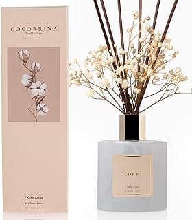 Cocorrína Reed Diffuser Set, Clean Linen 6.7 fl oz Scented Diffuser with Sticks Home Fragrance Reed Diffuser for Bathroom Shelf Decor
