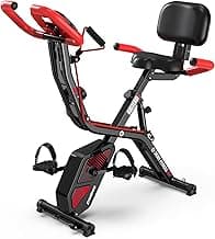 pooboo Folding Exercise Bike, Foldable Upright Stationary Bike, Indoor Cycling Magnetic X-Bike with 8-Level Adjustable Resistance, 6.6 LBS Flywheel...
