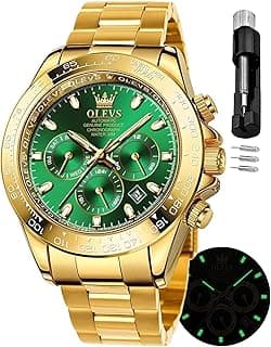 Gold Watches for Men Automatic Self Winding Luxury Waterproof Watch Calendar Stainless Steel Business Luminous Men's Wrist Watch