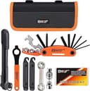 Bicycle Repair Bag With Tire Pump, Portable Tool Kit for Camping Travel - Bike Glueless Patches, Maintenance Essentials All in One Safety Kit