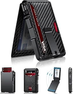 Wallet for Men, Mens Minimalist Wallet 9-13 Cards, Slim Compact Wallet with Money Clip & ID Window, RFID Blocking Smart Pop Up Card Wallet, Metal A...