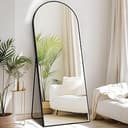 DUMOS 64"x21" Arched Full Length Mirror with Stand Floor Free Standing Aluminum Frame for Bedroom Body Hanging Leaning Modern Simple Home Decor Sha...