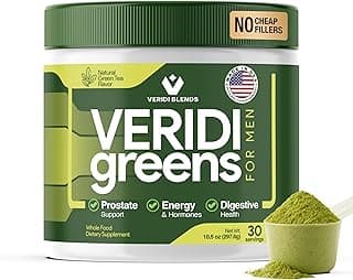 Veridi Greens for Men 40+ – Superfood Powder with Saw Palmetto 200mg & Spirulina – Daily Prostate Health, Urinary Flow & Energy Support – USA Made,...