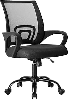 OLIXIS Office Desk Chair - Ergonomic Mid Back with Lumbar Support & Rocking Mode, Height Adjustable with Fixed Armrest, Storage Back for Computer, ...
