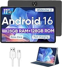 Android 16 Tablet,11 Inch Tablets with Octa Core Processor, 28GB RAM 128GB ROM 1TB Expand, Widevine L1, 8000mAh Battery, 2.4/5Ghz Dual WiFi/GPS/FM,...