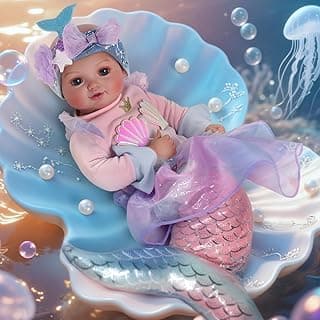 BABESIDE Mermaid Baby Doll Girl, 15-Inch Realistic Soft Baby Dolls with Shiny Mermaid Tail & Accessories, Cute Mermaid Toys for Girls Ages 3+ Kids,...