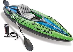 INTEX Challenger Inflatable Kayak Series: Includes Deluxe 86in Kayak Paddles and High-Output Pump – SuperStrong PVC – Adjustable Seat with Backrest...