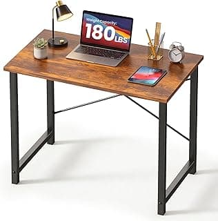 DUMOS 31 Inch Small Computer Desk for Home Office, Modern Study Writing Work Table Simple Style for Bedroom with X-Shaped ReInchforcement, Rustic B...