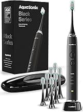 Aquasonic Black Series Ultra Whitening Toothbrush – ADA Accepted Electric Toothbrush- 8 Brush Heads & Travel Case – 40,000 VPM Electric Motor & Wir...