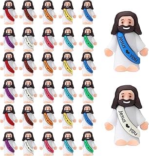 30PCS Little Jesus Figures, Mini Jesus Figurines in Bulk, Multicolor Tiny Jesus Figures, Miniature Figurines to Hide and Seek Religious Gifts for E...