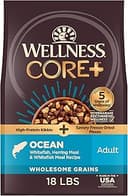 Wellness CORE+ Dry Dog Food with Freeze Dried Pieces, Wholesome Grains, High Protein, Natural, Ocean Whitefish & Herring Recipe, (18-Pound Bag)