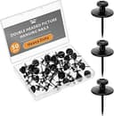 Mr. Pen- Double Headed Picture Hanging Nails, 50 Pack, Black, Push Pins for Wall