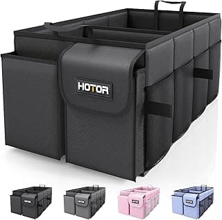 HOTOR Trunk Organizer - Car Organizer, Foldable Trunk organizer for SUVs & Sedans, Sturdy Car Organization for Car Accessories, Tools, Sundries, Bl...