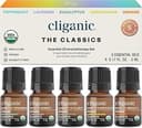 Cliganic Organic Essential Oils Set (Top 5 - The Classics) - 100% Pure Natural - Aromatherapy, Candle Making - Peppermint, Lavender, Eucalyptus, Le...