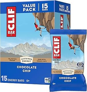 CLIF BAR - Energy Protein Bars - Chocolate Chip - Made with Organic Oats - Energy Bars - Non-GMO - (15 Pack)