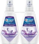 Crest Mouthwash/Mouth Rinse, 3D White Brilliance Whitening, Alcohol Free, Clean Mint, 2x1L (33.8 fl oz)
