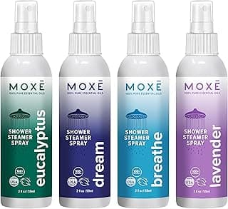 MOXE Aromatherapy Shower Mist Variety Pack, Eucalyptus, Lavender, Breathe and Dream, Spa Steam Spray, Natural 100% Essential Oils, Made in USA, Aro...