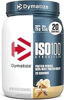 Dymatize ISO100 Whey Protein Powder Isolate, Gourmet Vanilla, 25g of Protein, 5.5g BCAAs, Less Than 120 Cal., Gluten Free, 1g Fat, 1g Sugar, 2g Car...
