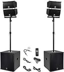 PRORECK Club 6000 15-inch 6000W P.M.P.O Stereo PA Speaker System Combo Set 4 Line Array Speakers, 2 15-inch Subwoofers with Bluetooth/USB Read/SD Card/Remote Control, for Party DJ Wedding Meeting