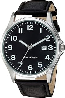 Men's Easy to Read 42mm Leather Band Analog Watch