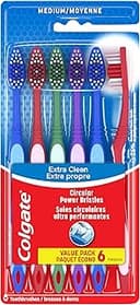 Colgate Extra Clean Toothbrush, Medium Toothbrush for Adults, 6 Pack
