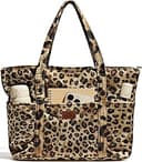Aesthetic Corduroy Tote Bag - Large Travel Tote Bag for Women with Zipper, Multi Pockets for Work, Teacher, Nurse