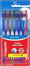 Colgate Extra Clean Toothbrush, Soft Toothbrush for Adults, 6 Count (Pack of 1)