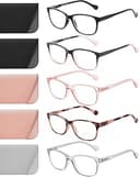 5 Pack Reading Glasses for Women/Men - Fashion Blue Light Readers Computer Eyeglasses W/Spring Hinge&Case(2.5)