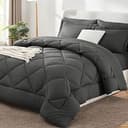 Queen Comforter Set with Sheets Dark Grey - 7 Pieces Bed in a Bag | OEKO-TEX Certified, All Season, 240GSM Down-Alternative Comforter, Sheets, Pillowcases & Shams, 14" Deep Pocket, Easy Care