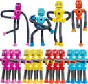 16 PCS Suction Cup Robot Toy,Shape Changing Telescopic Pop Tubes Autism Sensory Toy Kids Girls Boys Toddlers Adult,Funny Robot Action Figure Bendab...