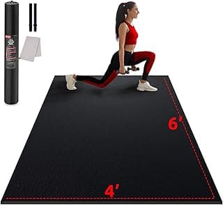 Large Exercise Mat for Home Workout,12‘x6’/10'x6'/9'x6'/8'x6'/7'x5'/6'x4' (7mm) Extra Thick Workout Mat, High-Density Gym Mat for Cardio, Jump Rope...