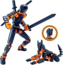 (Assembly Completed) T13 3D Action Figure Set,Dummy Robo Titan 13 Action Figures,3D Printed Multi-Jointed Toy (Black + Orange)