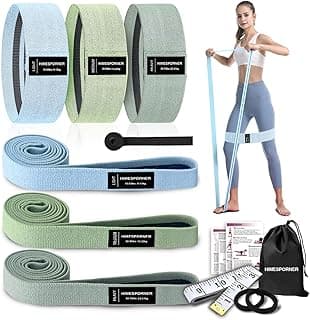 9 PCS Fabric Resistance Bands Set for Working Out, Non-Slip Exercise Booty Bands for Women & Men Leg and Glutes with Hair Ties and Tape Measure - f...