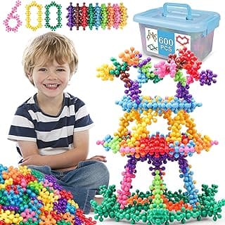 NEOACT 600 PCS Building Blocks Connect Toys,Interlocking Solid Plastic Educational Toys Sets for Preschool Kids Boys and Girls Aged 3+, Promote Fin...